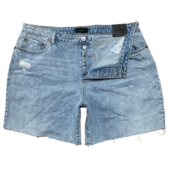 House of Harlow 1960 NWT High Rise Mom Bermuda Jean Shorts Raw Hem Button Fly 33 - Picture 4 of 7